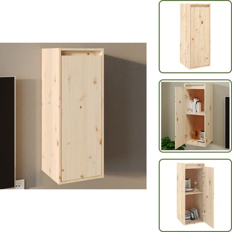 The Living Store Pensile 30x30x80 cm in Legno Massello di Pino - Mobile TV
