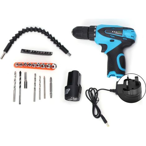 Perceuse-visseuse sans fil 21V deux vitesses, batterie lithium, équipement de charge, batterie unique, prise UK (100-240V) (1/5)