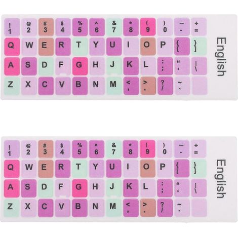 2 feuilles d'autocollants décoratifs pour clavier, autocollant universel pour clavier anglais-18X6.6X0.1CM