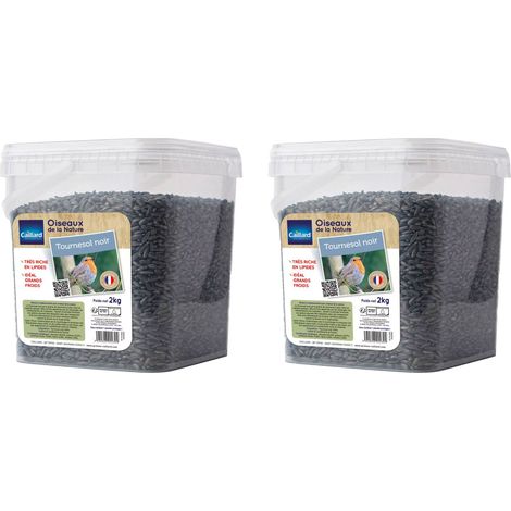Seau de graines de tournesol noir 2 kgs pour oiseau de la nature - Lot de 2 (1/2)