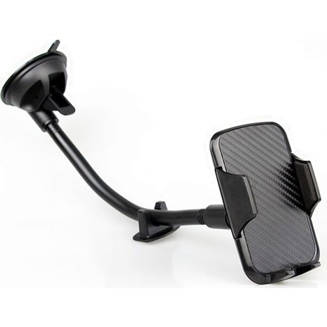 Support Téléphone Voiture Ventouse, 360° Pare-Brise Telefoon Houder Auto, tuyau rallongé de 320 mm,Noir (1/4)