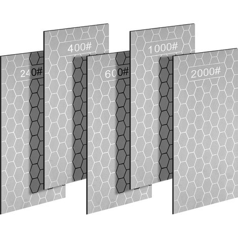 Aiguiser Diamantées, 5 Pièces Pierre a Aiguiser Affutage Diamant Couteau Surface Nid d'Abeille, 240/400/600/1000/2000 Pierre à Aiguiser Diamantée, pour Outils D'extérieur de Cuisine (1/5)