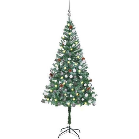 Sapin de Noël artificiel pré-illuminé/décoration en pomme de pin 180 cm (1/5)
