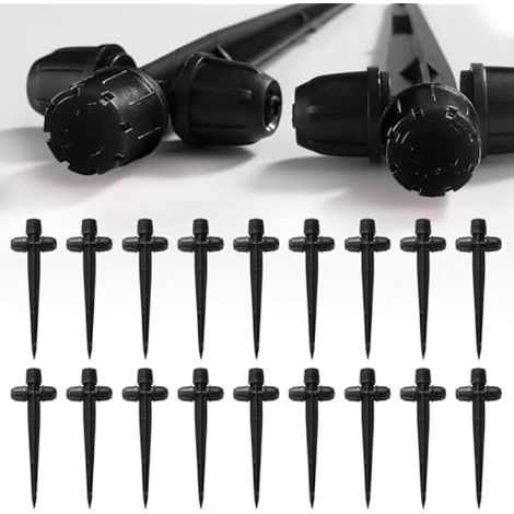 18 Pièces Goutteurs Réglables à 360 Degrés, 8-Trou Émetteurs Goutte à Goutte Réglables avec Verrou Barbelé pour Tuyaux de 1/4", Goutteurs d'eau d'irrigation, pour Système d'irrigation, Noir (1/4)