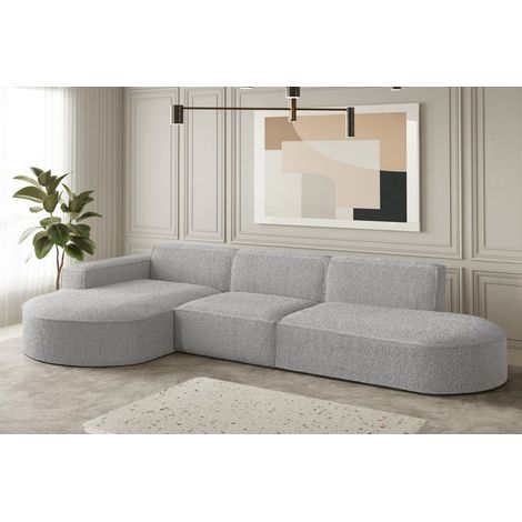 Ecksofa Designersofa PALMA in Stoff Ascot Toffee Ottomane Links (1/2)