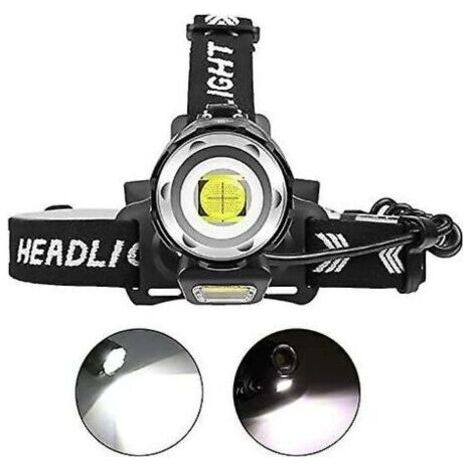 BUNTHAUS 12000 Lumens Lampe Frontale LED Rechargeable,XHP90 Lampes Frontales Puissante Torche Frontale Haute Puissance Phare de Travail Zoomable 4 Modes avec Indicateur de Puissance pour Pche Splo