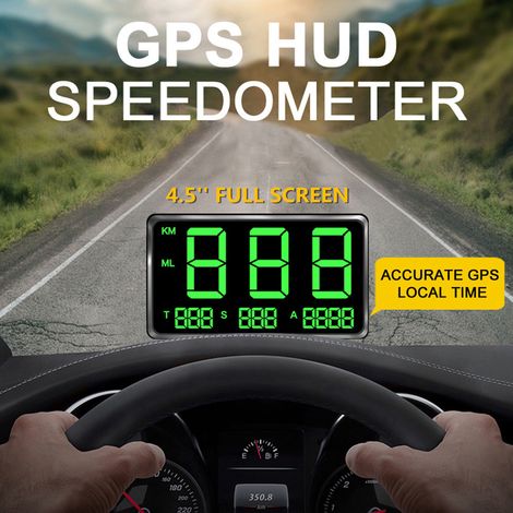 Affichage tête haute de voiture Compteur de vitesse numérique GPS avec support LED de 4,5 pouces MPH KM/H Alarme de survitesse Fatigue Rappel de conduite Vitesse/Kilométrage/Altitude/Temps pour camion