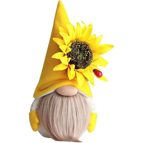 Gnome - Figurine Décor Soleil Tournesol - Intérieur Maison Jardin - Ornement Rustique Scandinave - 1 Pièce