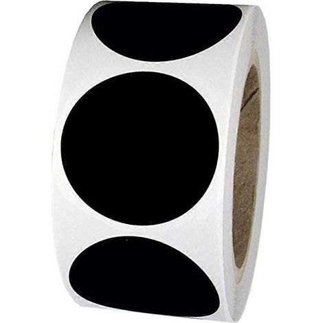 Étiquettes autocollantes rondes effet tableau noir, adhésives, pour la prise de notes à la maison ou au bureau, noires, 2 rouleaux (1/5)