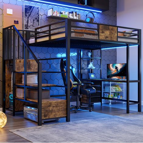bett doppelbett mit stauraum 140x200 metall schwarz OKMYHOME