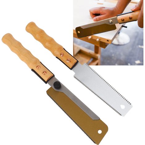 Scie double face plaquée or à petite tête, scie double face de style japonais de 7 pouces avec dents fines détachables, scie à queue d'aronde pour le travail du bois, scie à tenon pour bois dur. (1/5)