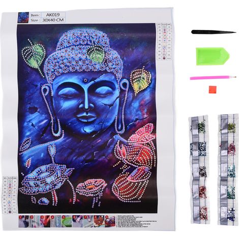 Tableau en strass motif Bouddha, décoration murale exquise à faire soi-même, 30 x 40 cm (1/5)