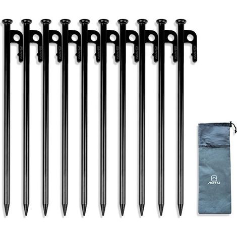 Piquets de tente de 30 cm pour le camping, la randonnée et les festivals avec construction en acier trempé et design fonctionnel sur le dessus (1/5)