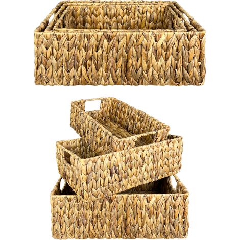 Set 3 Pezzi Cestini In Vimini Portaoggetti Cesto Intrecciato Organizer Cucina Bagno Dispensa Cestino Contenitore Centrotavola Impilabili Portapane Portafrutta Storage Basket Cesar (1/5)