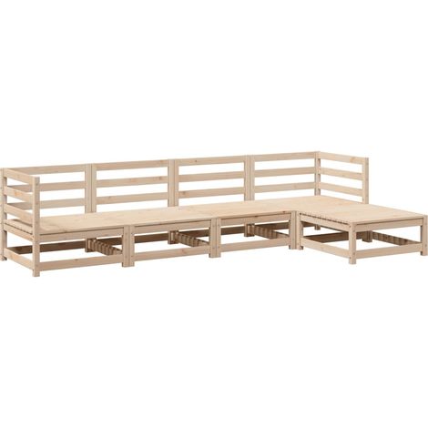 Maison Exclusive - Juego de sofás de jardín 5 piezas madera maciz (1/5)