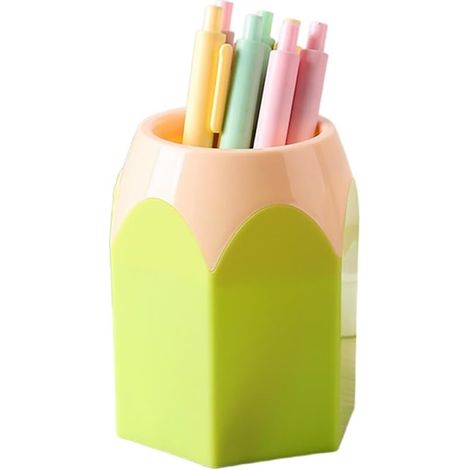 Pen Holder, Large Capacity, Lightweight, Portable, Girls, Multifunctional, Cute, Desk Storage, Tabletop, Stylish, Cute, Cool, Simple, Clear, Vertical, Long, School, Cylindrical, Round, Children(Green (1/5)