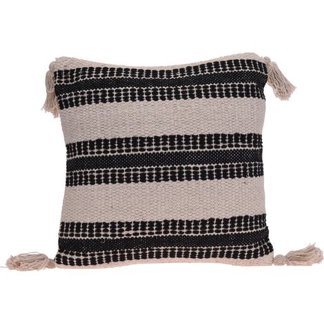 Rebecca Mobili Cuscino Decorativo Cuscino per Divanetto Beige Nero Cotone per Interno Esterno