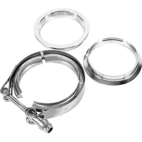 Pièces turbo, jeu de brides de serrage V-Band pratiques et robustes en acier inoxydable de 3 pouces pour tuyaux de descente de systèmes d'échappement