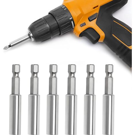 Magnetic Bit Holder Extender 60mm 1/4" Hex Shank Quick Change Bit Holder for Drill Cordless Screwdriver Impact Driver 6 Pack (1/5)