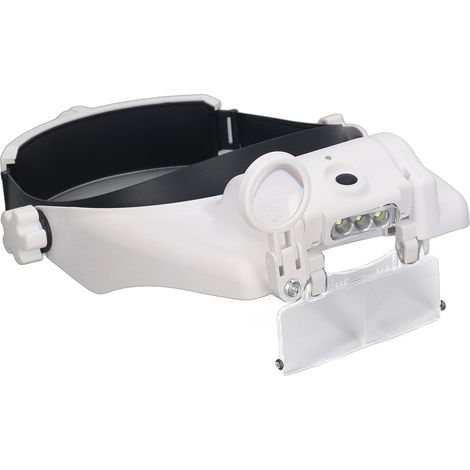 Loupe frontale MG81000GC à grossissement variable (1,5x à 13x), rechargeable et dotée de 3 lampes LED. Idéale pour les travaux de précision, les réparations, la lecture et l'expertise de bijoux et d'o (1/5)