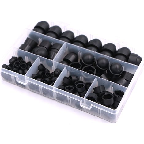 Jeu de bouchons d'écrou hexagonaux noirs, 145 pièces, Type de capuchon d'injection, capuchon de Protection de vis, boulon anti-poussière M4-M12 (1/4)