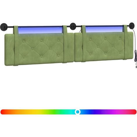 Testiera  Testata del letto sospesa Con luce LED Verde chiaro Velluto (1/5)