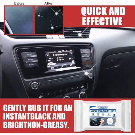 Car interior wipes - Glass and leather interior restoration, sofa, dashboard, steering wheel maintenance and cleaning wipes - 10pcs (1/5)