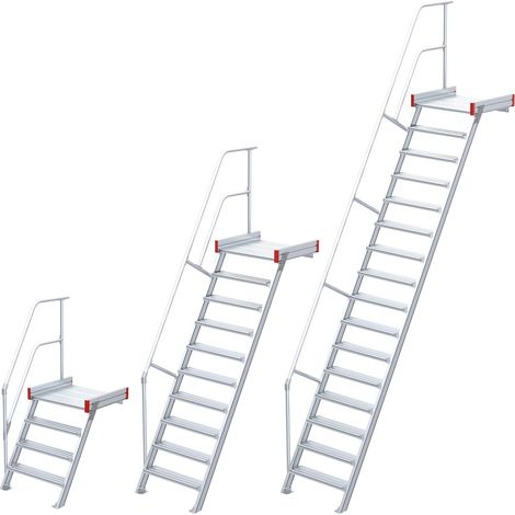 Euroline 511 Podesttreppe 60° 1000mm Stufenbreite 12 Stufen Stahl Gitterrost