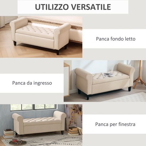 Banquette de rangement beige velours 126x48.5x57 cm avec accoudoirs et espace de stockage pour linge de maison (1/5)