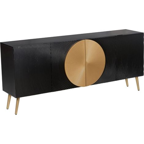 Buffet MIDORI 177 cm – Massives Mangoholz in Schwarz und Gold – 4 Türen (1/5)