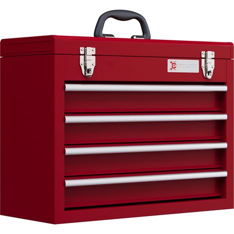 Caja de herramientas vacía de acero roja 51 x 22 x 39,5 cm con 4 cajones y compartimento superior (1/5)