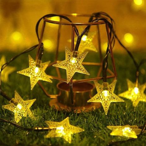 Guirlande Lumineuse Solaire - 20 LED Étoiles - Étanche IP44 - Pour Jardin Extérieur et Décoration Festive - 5 m (1/5)