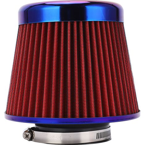 Filtre à air d'admission pour voiture, 76 mm, haute performance, lavable, réutilisable, conique, accessoire universel, rouge (1/5)