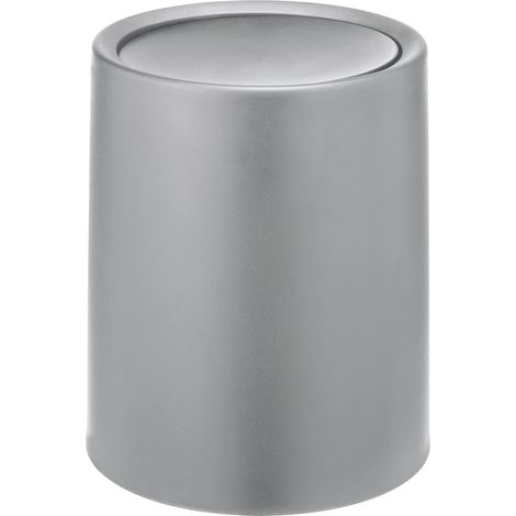 Poubelle de salle de bain à couvercle basculant de 6 litres avec seau intérieur et housse pour sacs poubelle invisibles, (L/P x H) : Ø 21 x 25,5 cm