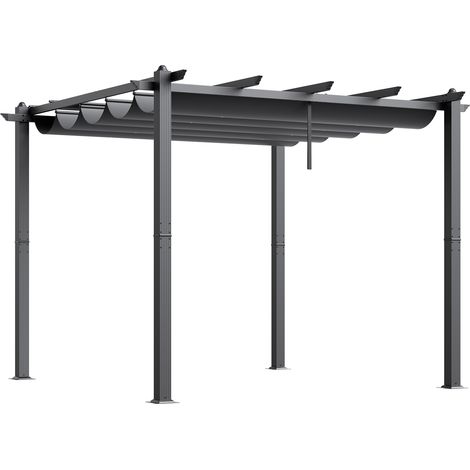 Mophorn 10'x10' Outdoor Retractable Pergola with Canopy, Aluminum-made, Modern Sun Shade for Patios, Gardens, Decks & Backyards - Gray