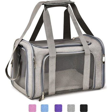 Transportbox für kleine und mittelgroße Katzen und Hunde (bis 7 kg), flugtauglich, mit weichen Seitenwänden, faltbar und wasserdicht Grau (1/5)