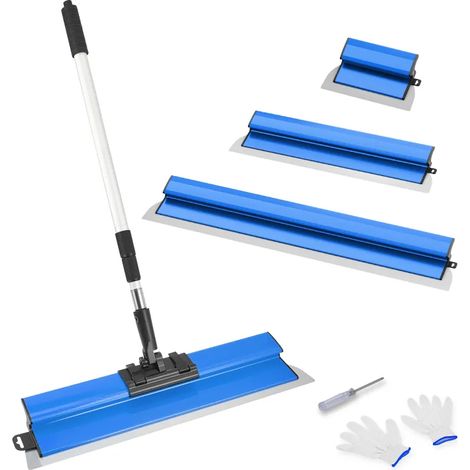 Kit de spatules de lissage 3 tailles 250‑400‑600 mm, perche télescopique 0,97‑1,82 m avec adaptateur, multifonction pour grandes surfaces et décoration murale
