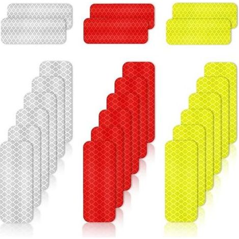 CSPARKV 24 PièCes De Bande RéFléChissante Autocollante Avertissement de SéCurité RéFlecteurs Pour VêTements Sacs à Dos, Motos, VéLos RéFlecteurs Autocollants 3 8cm/1.18 3.15inch (1/5)