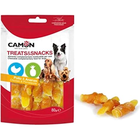 Camon Dog Treats&Snack con Pollo e Ananas - Confezione 80 Gr - Snack