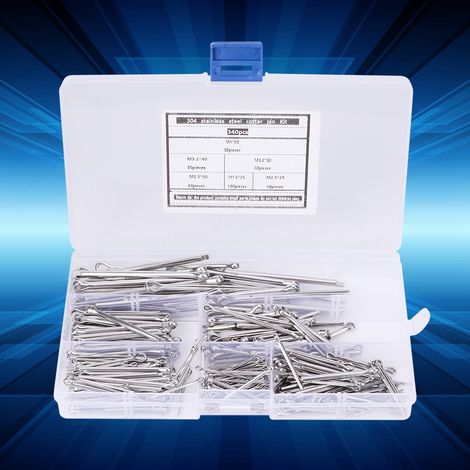 Lot de 340 goupilles fendues, assortiment de broches en acier inoxydable 304, kit de fixation industrielle (1/5)