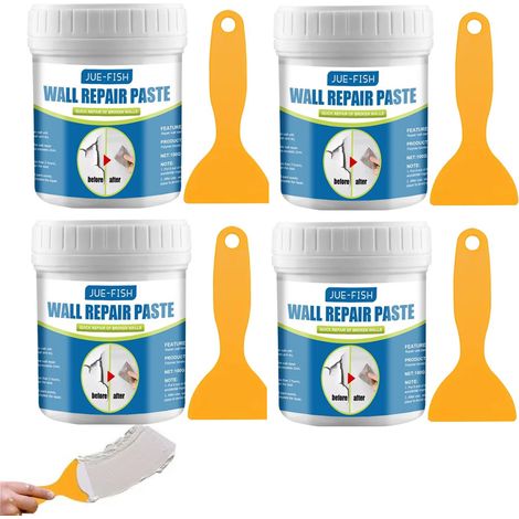 Pâte de réparation murale multi-usages 4 pièces - Élimine rapidement les taches et les graffitis, mastic pour fissures avec grattoir (1/5)