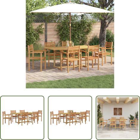 Garten Tisch - Garten Essgruppe 7 pcs Braun Massivholz Teak (1/5)