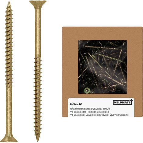 75 - Vis à bois - Vis universelles - Tête fraisée 5x80mm - Filetage partiel - Pour bois plastique maçonnerie - Intérieur extérieur protégé - Jaune (1/5)