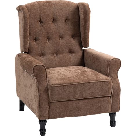 150° Reclining Vintage Armchair, with footrest - Brown