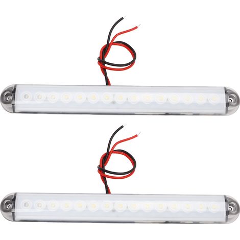 Lot de 2 feux de position latéraux étanches IP65, 15 LED blanches, universels pour camping-cars, bateaux et yachts. (1/5)