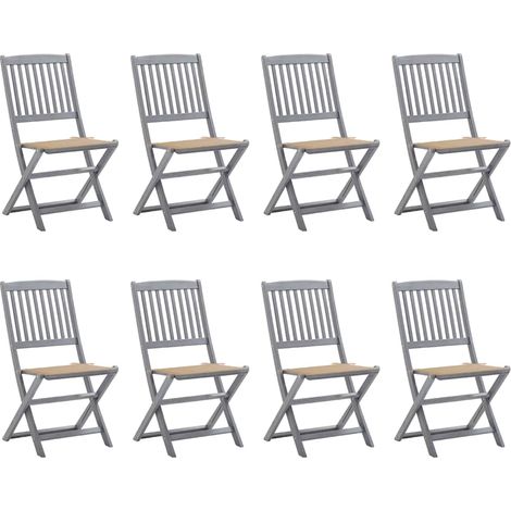 Klappbare Gartenstühle 8 Stk. mit Kissen Massivholz Akazie