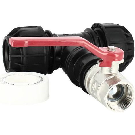 Kit couplage cuve - Raccord Té 32 mm + Vanne 1/4 de tour (1/3)
