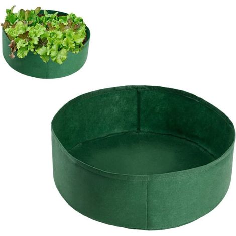 Sac de culture en feutre — Jardinière ronde portable, fabriquée en tissu non tissé durable de couleur vert militaire.