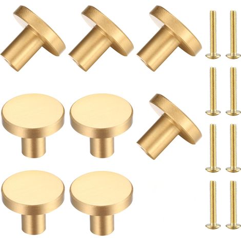 8 Pièces Boutons de Tiroir en Laiton Doré, Boutons de Meubles Armoire Ronds en Or, Poignees de Porte de Cuisine pour Décor, avec tournevis - 20 25 mm (1/5)