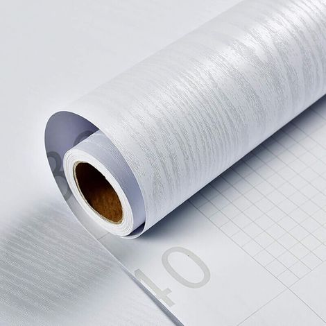 Papier Adhesif pour Meubles Bois Blanc Décoration Papier Peint Imperméable 40X300cm Bureau Armoire Armoire Décorative Meubles Rénovation Stickers Muraux (1/4)